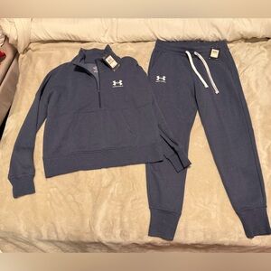 NWT Under Armour Navy Sweatpants with White Accents